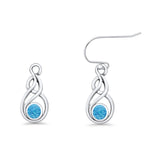 Round 21.5mm Twisted Loop Drop Fishhook Earring Oxidized Lab Created Opal 925 Sterling Silver