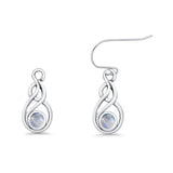 Round 21.5mm Twisted Loop Drop Fishhook Earring Oxidized Lab Created Opal 925 Sterling Silver