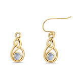 Round 21.5mm Twisted Loop Drop Fishhook Earring Oxidized Lab Created Opal 925 Sterling Silver