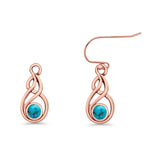 Round 21.5mm Twisted Loop Drop Fishhook Earring Oxidized Lab Created Opal 925 Sterling Silver