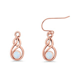 Round 21.5mm Twisted Loop Drop Fishhook Earring Oxidized Lab Created Opal 925 Sterling Silver