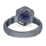 Art Deco Round Natural Stone Solitaire Ring