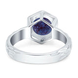 Art Deco Round Natural Stone Solitaire Ring
