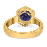 Art Deco Round Natural Stone Solitaire Ring