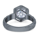 Art Deco Round Natural Stone Solitaire Ring