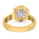 Art Deco Round Natural Stone Solitaire Ring