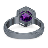 Art Deco Round Natural Stone Solitaire Ring