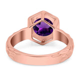 Art Deco Round Natural Stone Solitaire Ring