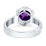 Art Deco Round Natural Stone Solitaire Ring