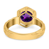 Art Deco Round Natural Stone Solitaire Ring