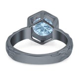 Art Deco Round Natural Stone Solitaire Ring