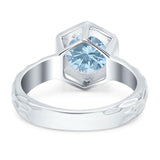 Art Deco Round Natural Stone Solitaire Ring