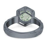 Art Deco Round Natural Stone Solitaire Ring