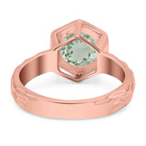 Art Deco Round Natural Stone Solitaire Ring