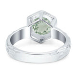 Art Deco Round Natural Stone Solitaire Ring