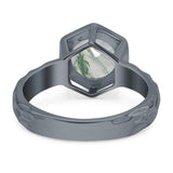 Art Deco Round Natural Stone Solitaire Ring
