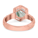 Art Deco Round Natural Stone Solitaire Ring