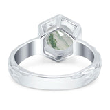 Art Deco Round Natural Stone Solitaire Ring
