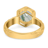 Art Deco Round Natural Stone Solitaire Ring