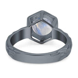 Art Deco Round Natural Stone Solitaire Ring