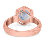 Art Deco Round Natural Stone Solitaire Ring