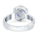 Art Deco Round Natural Stone Solitaire Ring
