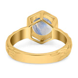 Art Deco Round Natural Stone Solitaire Ring