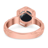 Art Deco Round Natural Stone Solitaire Ring
