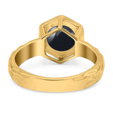 Art Deco Round Natural Stone Solitaire Ring