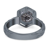Art Deco Round Natural Stone Solitaire Ring