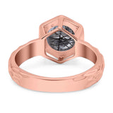 Art Deco Round Natural Stone Solitaire Ring