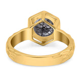 Art Deco Round Natural Stone Solitaire Ring