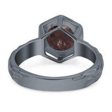 Art Deco Round Natural Stone Solitaire Ring