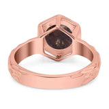 Art Deco Round Natural Stone Solitaire Ring
