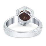 Art Deco Round Natural Stone Solitaire Ring