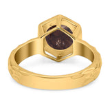 Art Deco Round Natural Stone Solitaire Ring