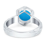Art Deco Round Natural Stone Solitaire Ring