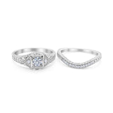 Two Piece Round Natural Stone Bridal Ring