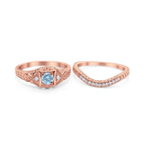 Two Piece Round Natural Stone Bridal Ring