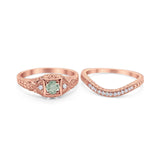 Two Piece Round Natural Stone Bridal Ring