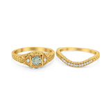 Two Piece Round Natural Stone Bridal Ring