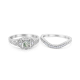 Two Piece Round Natural Stone Bridal Ring