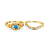 Two Piece Round Natural Stone Bridal Ring