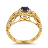 Art Deco Round Natural Stone Filigree Ring