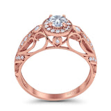 Art Deco Round Natural Stone Filigree Ring