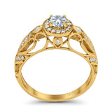 Art Deco Round Natural Stone Filigree Ring