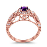 Art Deco Round Natural Stone Filigree Ring