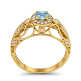 Art Deco Round Natural Stone Filigree Ring