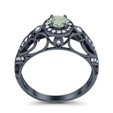 Art Deco Round Natural Stone Filigree Ring