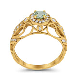 Art Deco Round Natural Stone Filigree Ring